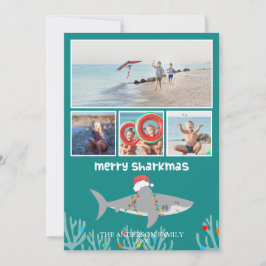 Carte de Noël plate et drôle de requin