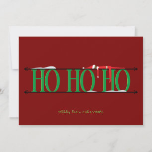 Carte de Noël plate rouge et verte Elf Shenanigans