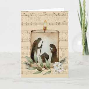 Carte de Noël pliée à la bougie de la Nativité