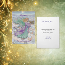 Carte de Noël pliée Ange Gabriel pour les fêtes de