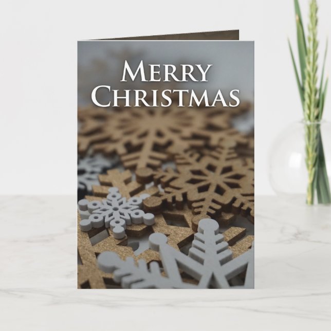 Carte de Noël pliée blanc et doré (Devant)