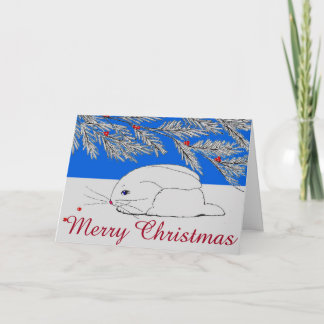 Carte de Noël pliée 'Lapin de Neige'
