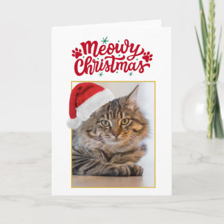 Carte de Noël pliée Meowy avec photo personnalisée