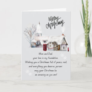 Carte de Noël pliée mignonne pour maman et papa