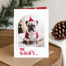 Carte de Noël pliée moderne avec chien drôle Be Wo