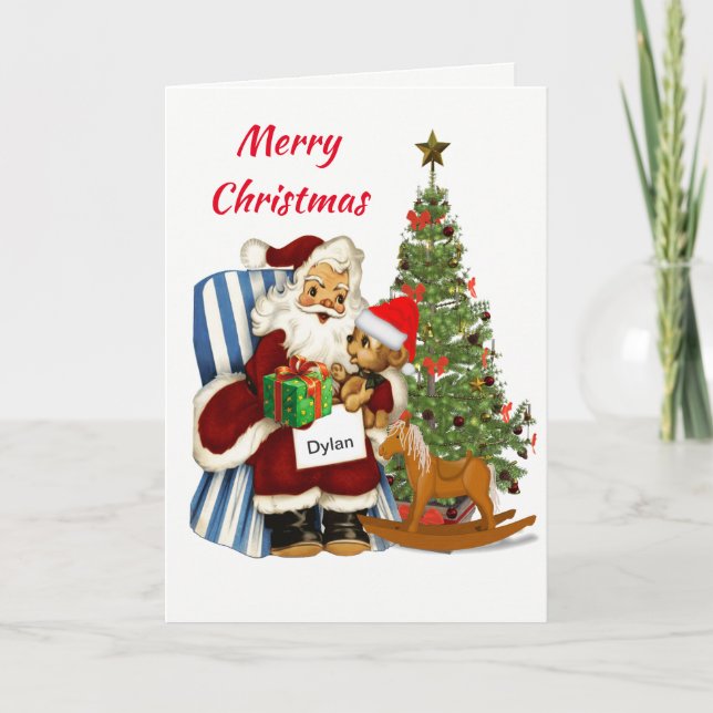 Carte de Noël pliée pour enfants du Père Noël (Devant)