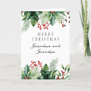 Carte de Noël pliée pour grand-mère et grand-père