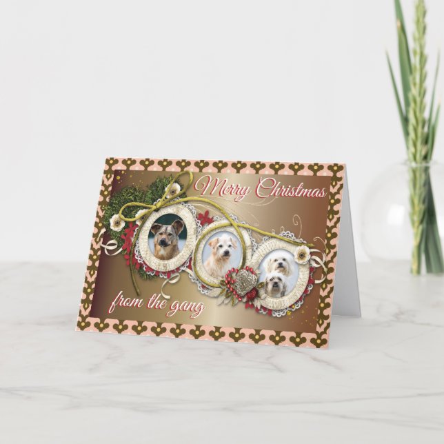 Carte de Noël pliée pour l'Amoureux des chiens (Devant)