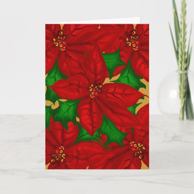 Carte de Noël Poinsetta Bouquet (Devant)