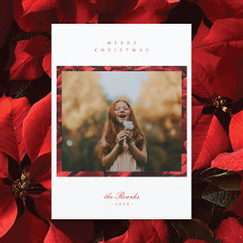 Carte de Noël Poinsettia Petals Cadre Photo