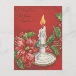 Carte de Noël Poinsettia vintage