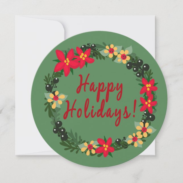 Carte de Noël Poinsettia Wreath (Devant)