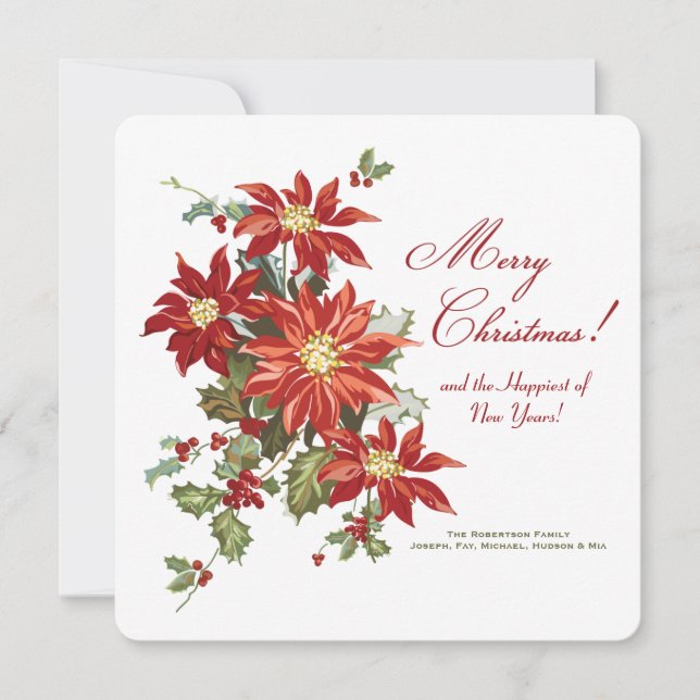 Carte de Noël Poinsettias (Devant)