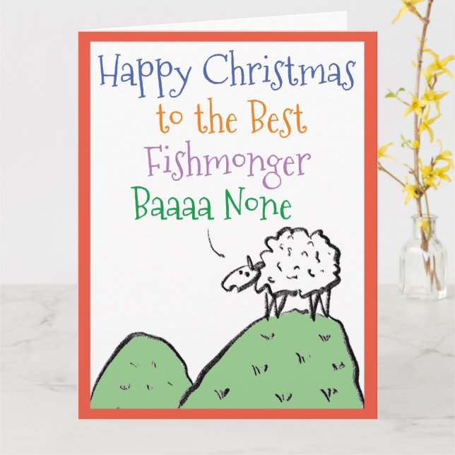 Carte de Noël Poissonnerie Joyeuse (Fleur jaune)