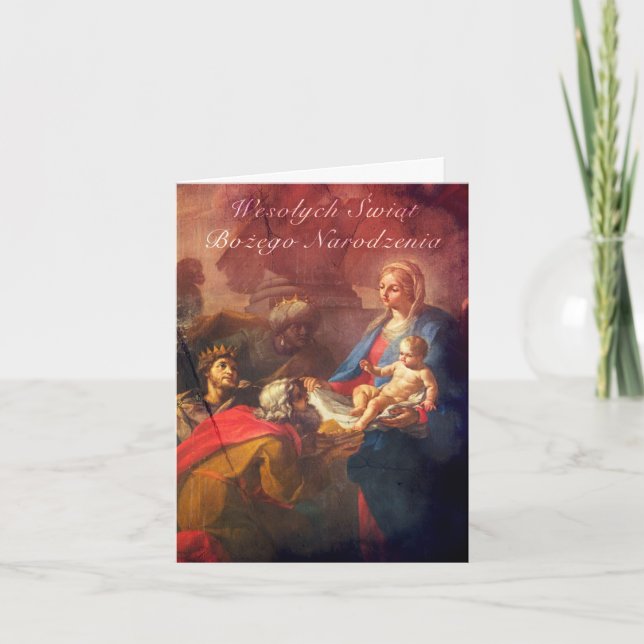 Carte de Noël polonaise/anglaise - adoration (Devant)