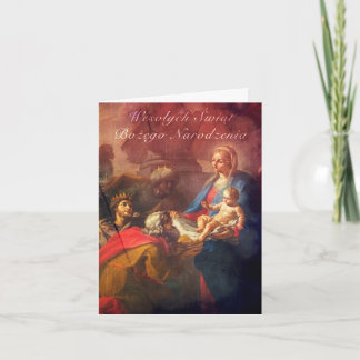 Carte de Noël polonaise/anglaise - adoration