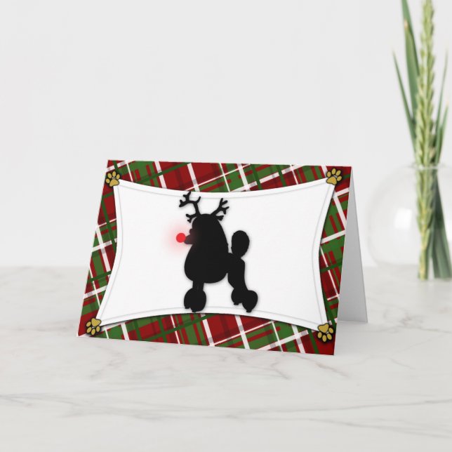 Carte de Noël Poodle Reindeer (Devant)