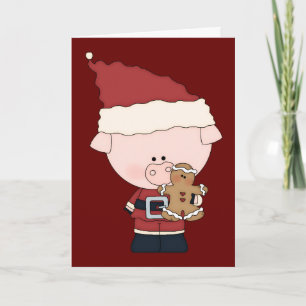 Carte de Noël porcine du père noël