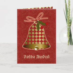 Carte de Noël portugaise avec la cloche et le houx