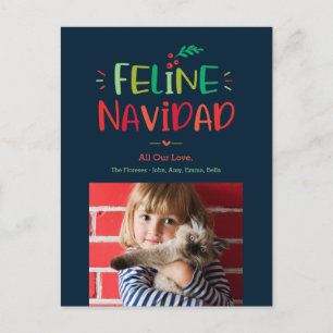 Carte de Noël pour animaux de compagnie Feline Nav