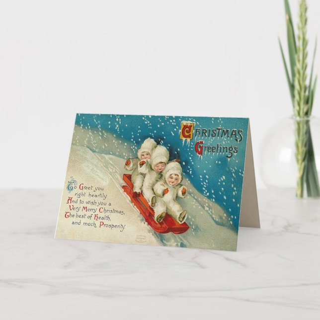 Carte de Noël pour bébés mignons de neige (Devant)