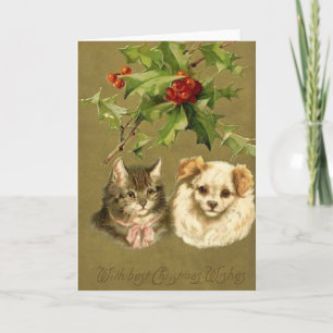 Carte de Noël pour chat et chien