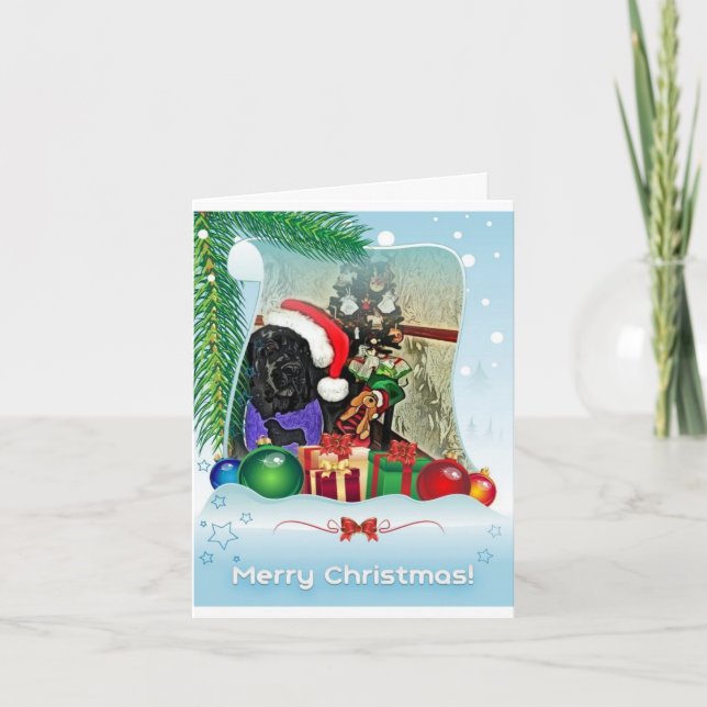 Carte de Noël pour chien de Terre-Neuve (Devant)