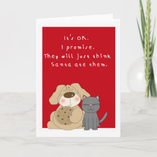 Carte de Noël pour chien et chat mignon