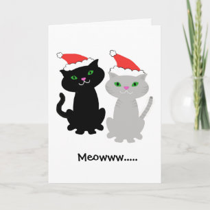 Carte de Noël pour deux chats