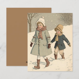Carte de Noël pour enfants à illustration vintage