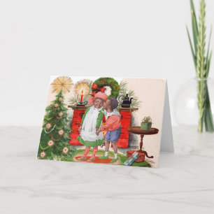 Carte de Noël pour enfants d'Afrique vintage