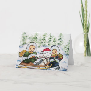 Carte de Noël pour enfants et chiots