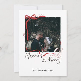 Carte de Noël pour jeunes mariés, 'Mariés & Joyeux