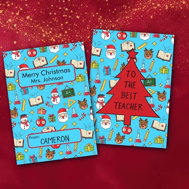 Carte de Noël pour l'enseignant de l'école pour en (Créateur téléchargé)