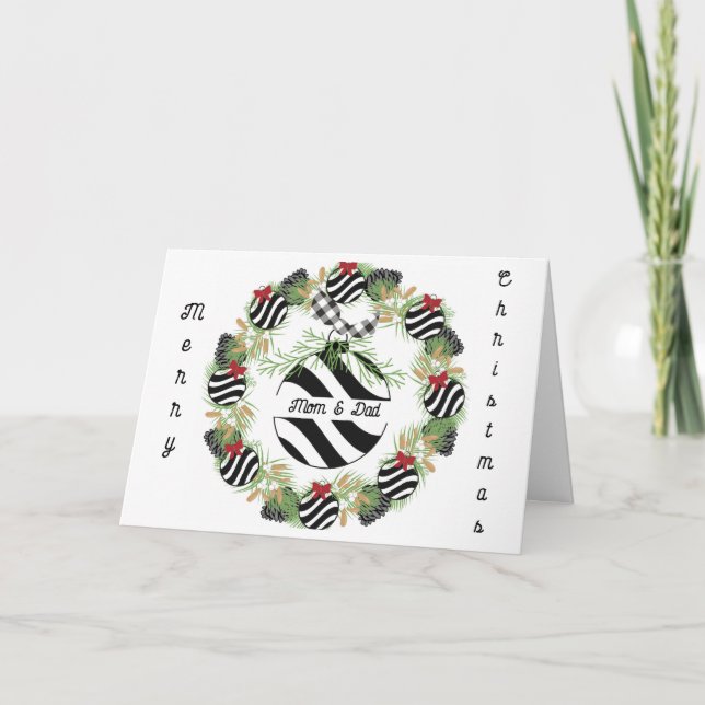 Carte de Noël pour maman & papa Wreath & Bulle (Devant)