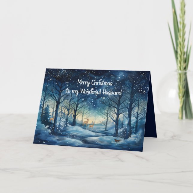 Carte de Noël pour Mari Pittoresque neige en bois (Devant)