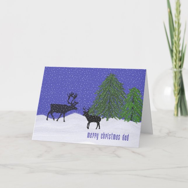 Carte de Noël pour papa Deer & Snow (Devant)
