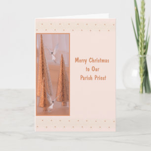 Carte de Noël pour Prêtre avec Anges et Arbres d'O