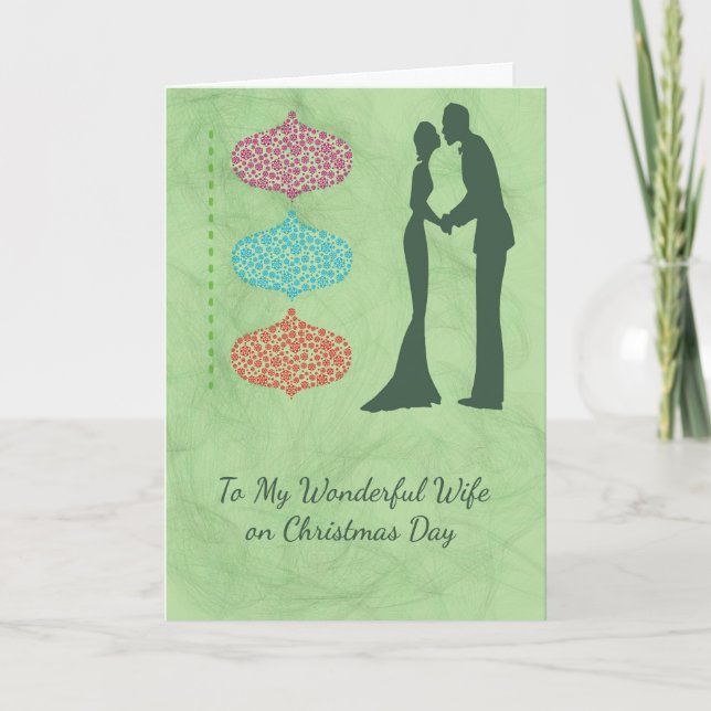 Carte de Noël pour votre femme avec des ornements (Devant)