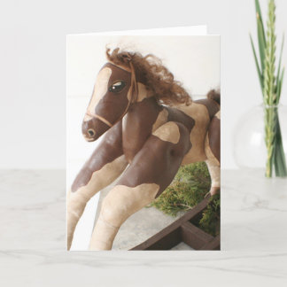 Carte de Noël primitive d'art populaire - cheval