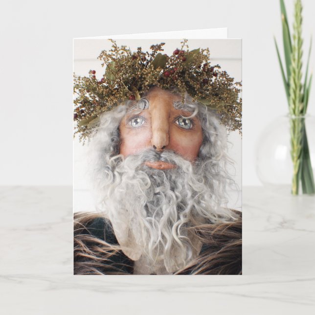 Carte de Noël primitive de poupée d'art populaire (Devant)