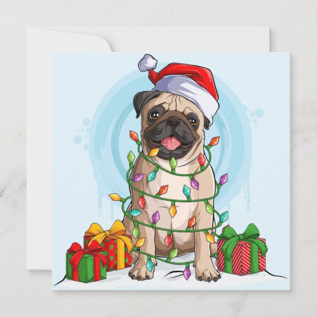 Carte de Noël Pug (Devant)