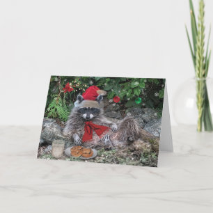 Carte de Noël Raccoon Milk and Cookies