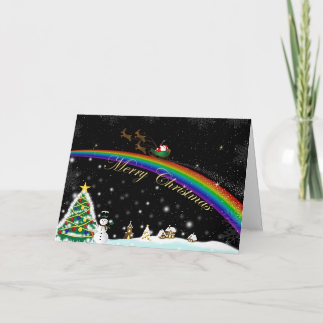 Carte de Noël Rainbow Père Noël (Devant)