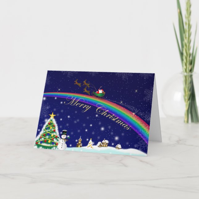 Carte de Noël Rainbow Père Noël (Devant)