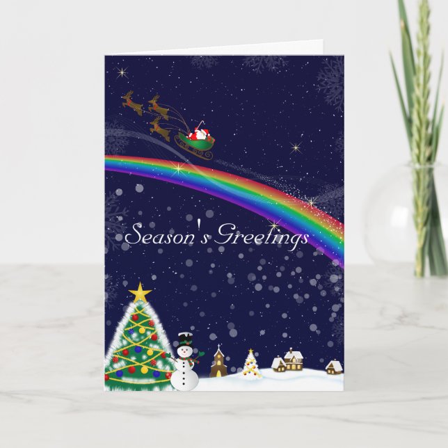 Carte de Noël Rainbow Père Noël (Devant)