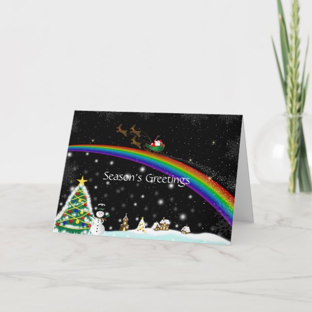 Carte de Noël Rainbow Père Noël (Devant)