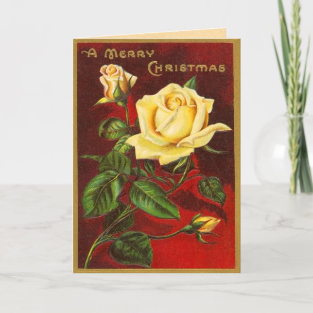 Carte de Noël rare Rose Vintage (Devant)