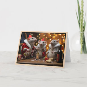 Carte de Noël Rats de Noël joyeux