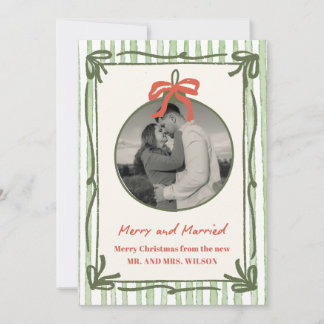 Carte de Noël rayée Prépa Mariée et Joyeuse